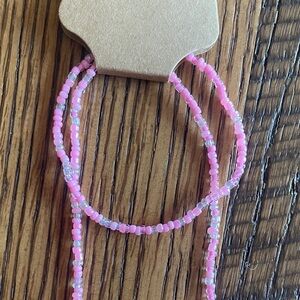 Pink Beaded Necklace and Bracelet Set